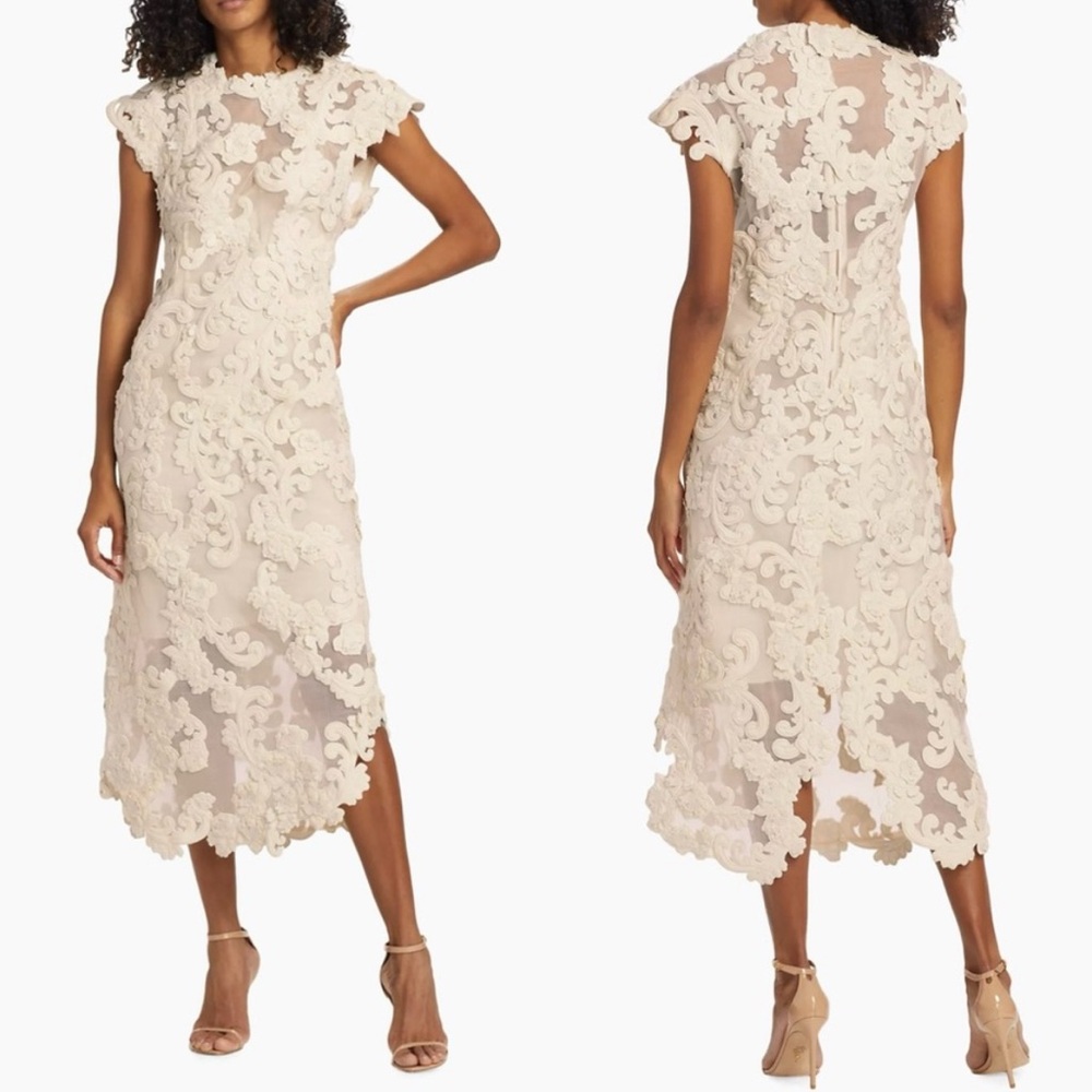 Zimmermann Sensory Motif Embroidered Velvet Appliquéd Midi Dress Size1 (US6)